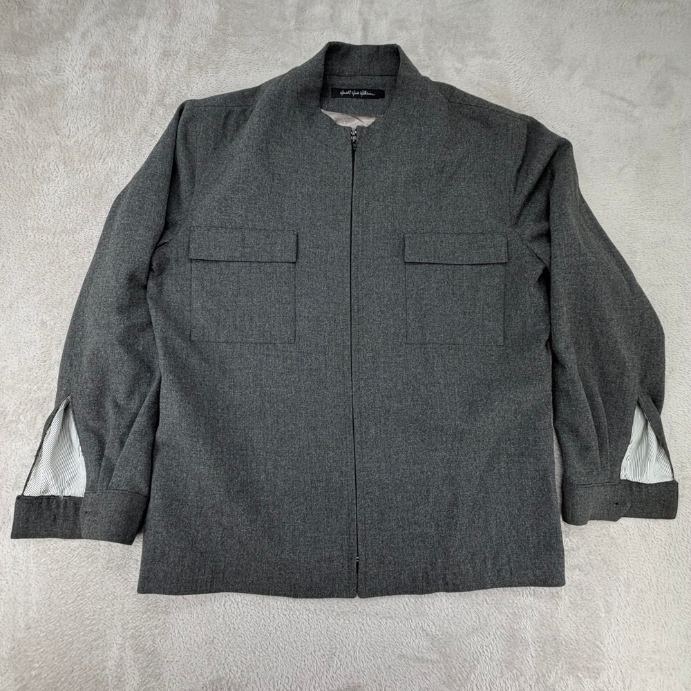 Vintage Mens Full Zip Field Jacket Grey Preowned Mock Neck Pockets